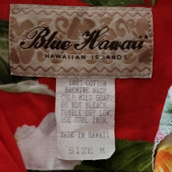 Blue Hawaii Red Floral Cotton Shirt Med - Picture 4 of 8